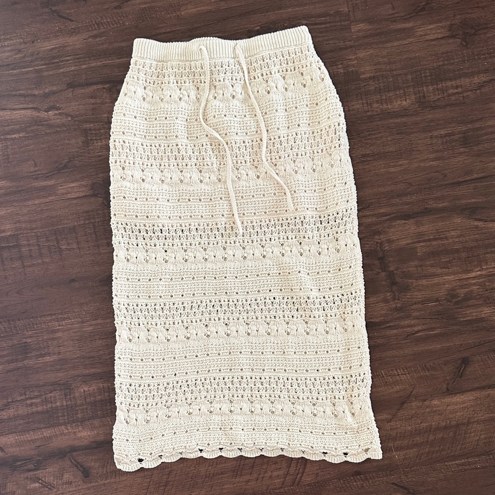 Cream Crochet Midi Skirt - Universal Thread